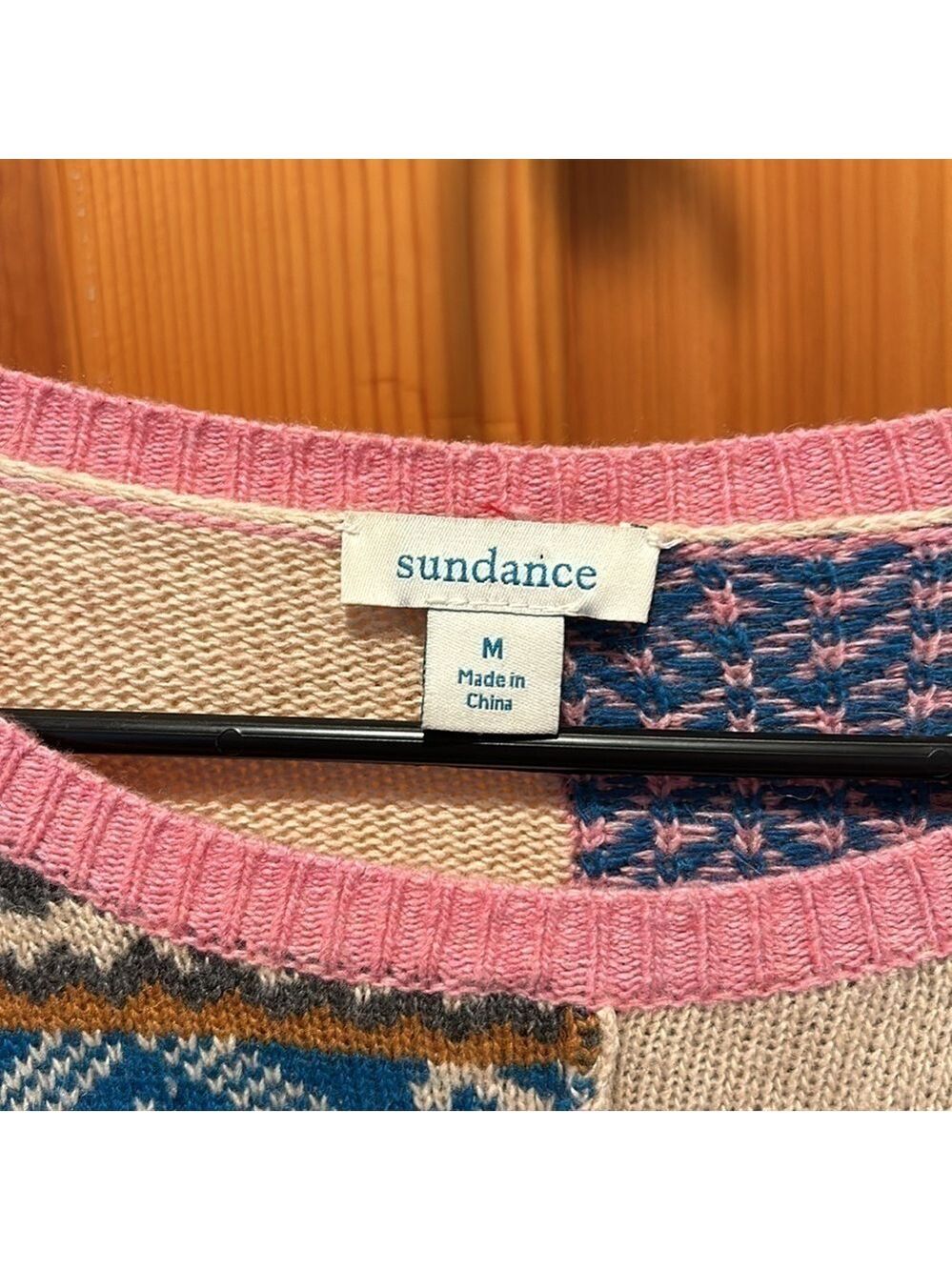 Sundance Fields of Fair Patchwork Multicolored Sweater Alpaca Wool Size Medium - Picture 6 of 6